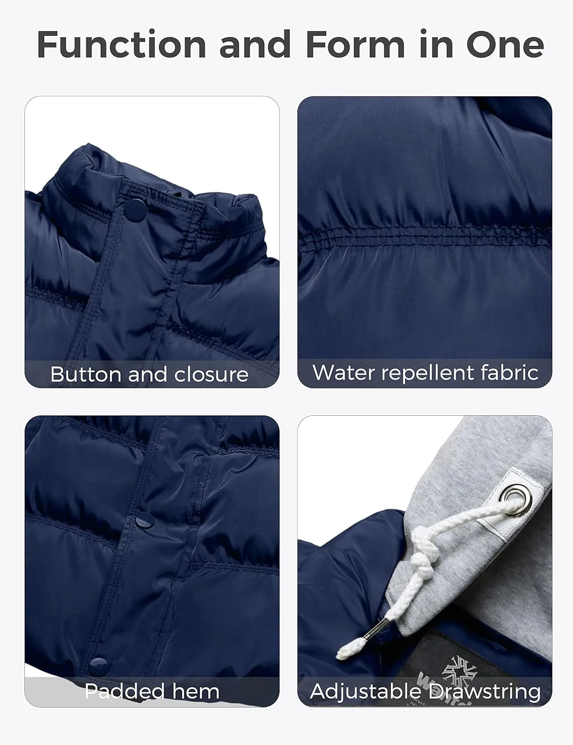wantdo Women's Quilted Puffer Vest Thicken Warm Winter Coat with Removable Hood