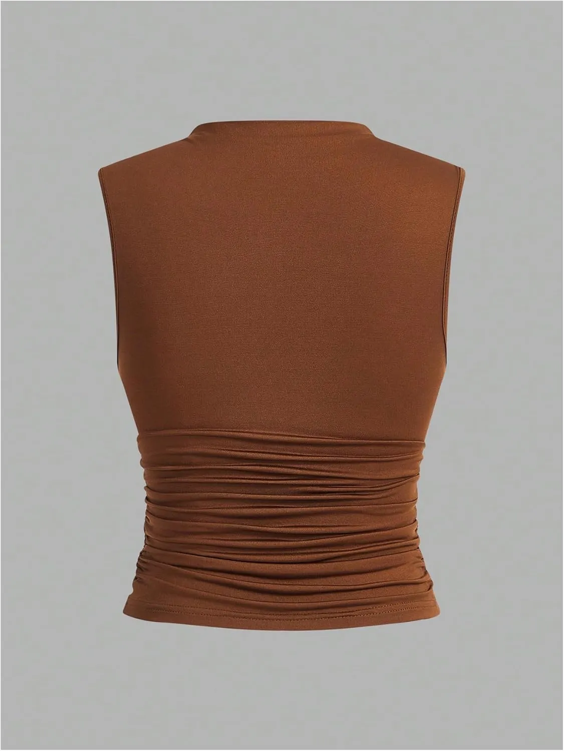 WDIRARA Women's Plus Size 3 Pack Ruched Tank Top Mock Neck Sleeveless Basic Tee Shirt