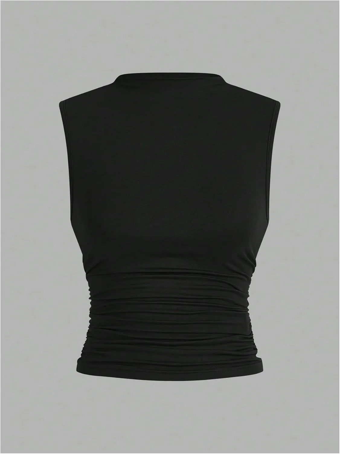 WDIRARA Women's Plus Size 3 Pack Ruched Tank Top Mock Neck Sleeveless Basic Tee Shirt