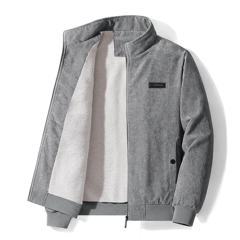 West Louis Designer Winter Warm Corduroy Fleece Jacket