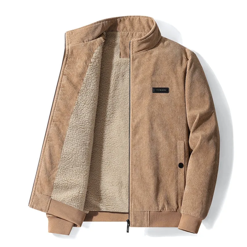 West Louis Designer Winter Warm Corduroy Fleece Jacket