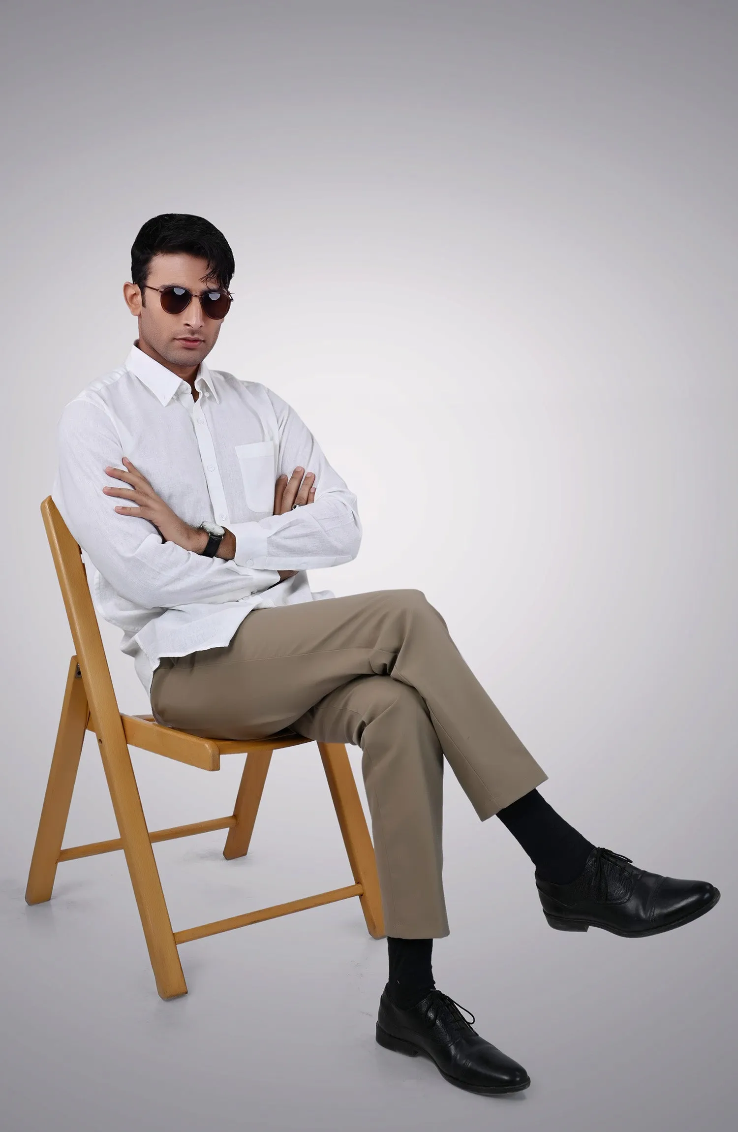 White Cotton Linen Shirt