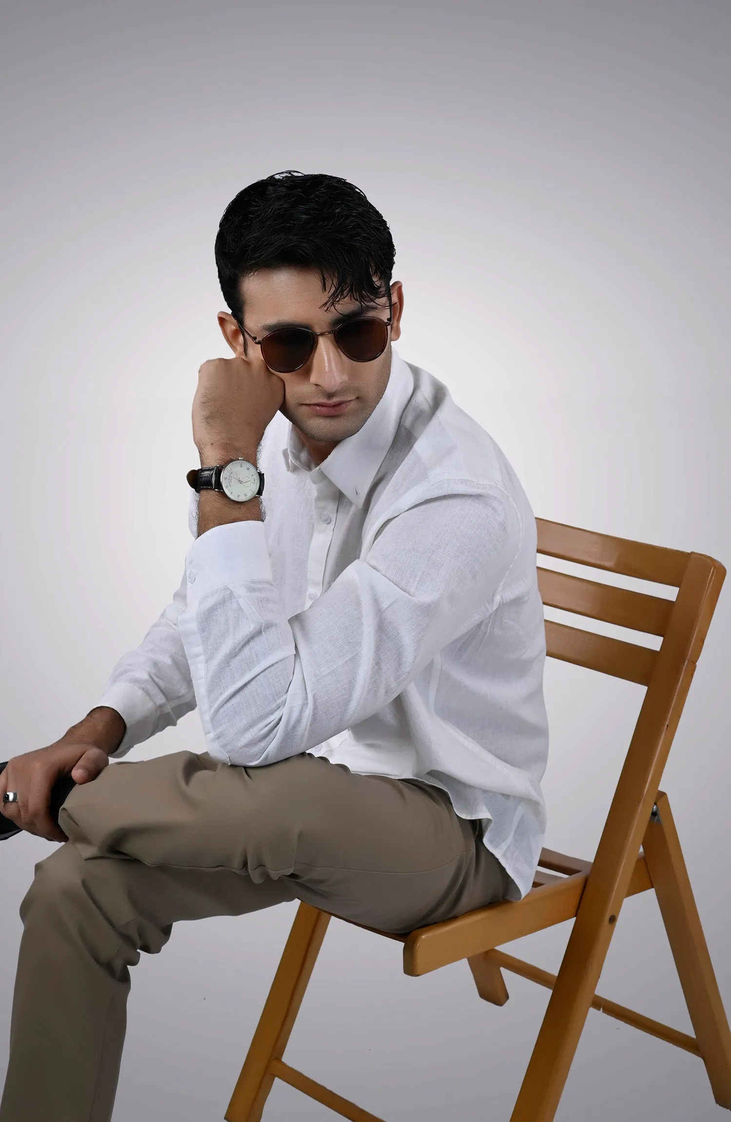 White Cotton Linen Shirt