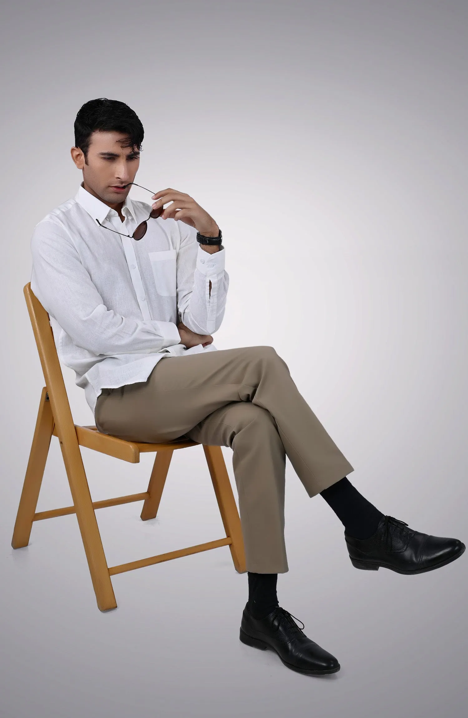 White Cotton Linen Shirt