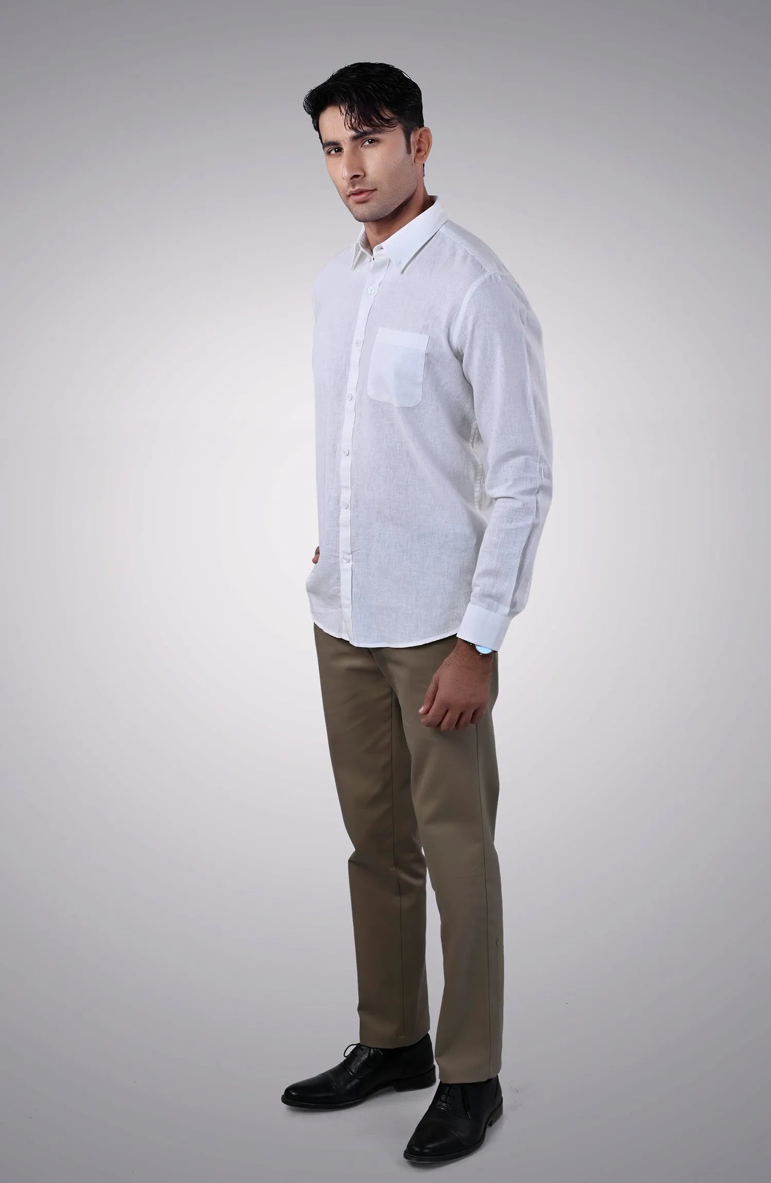 White Cotton Linen Shirt