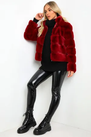 Wine Faux Fur Bubble Coat