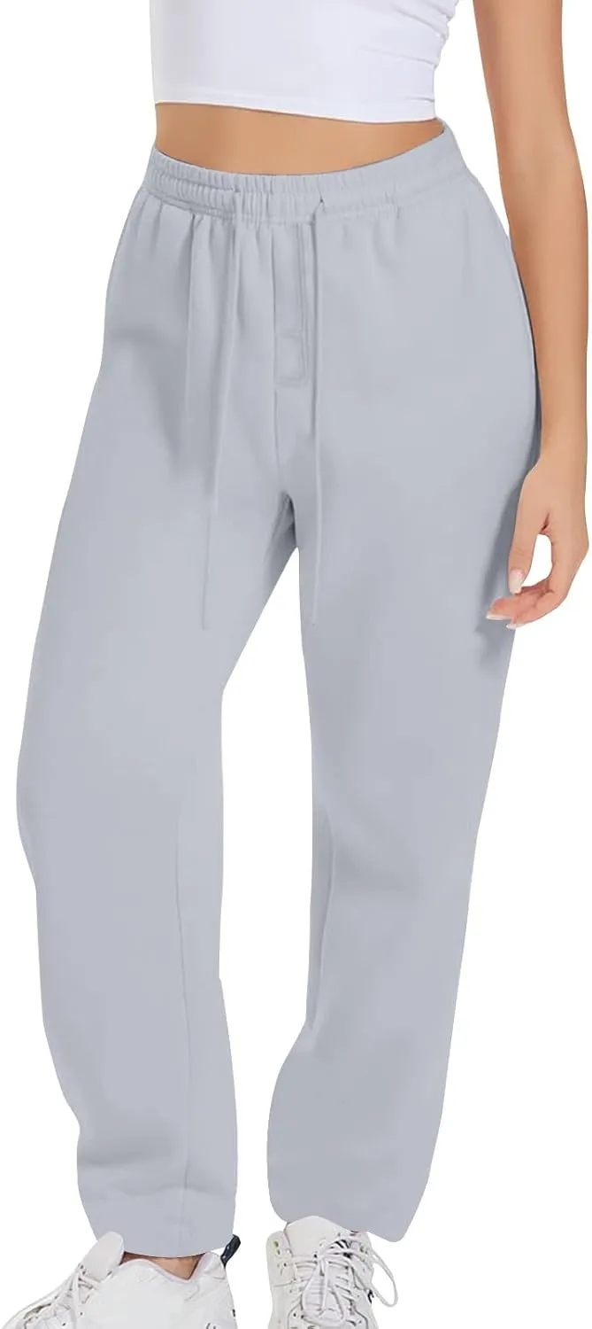 Women Drawstring Sweatpants Elastic Waist Sweatpant Plus Thick Trousers Solid Workout Pants Multi Pockets Fall Pant
