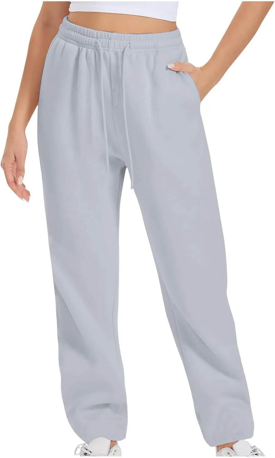 Women Drawstring Sweatpants Elastic Waist Sweatpant Plus Thick Trousers Solid Workout Pants Multi Pockets Fall Pant