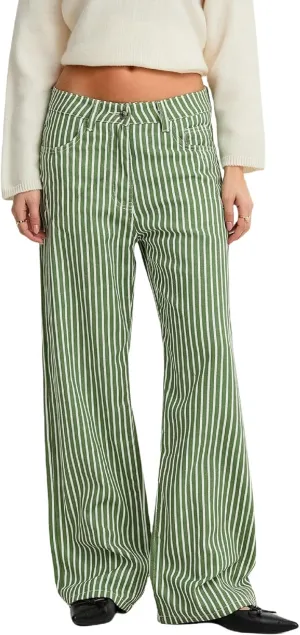 Women Fashion Striped Jeans Y2k High Waist Wide Leg Denim Pants Casual Baggy Boyfriend Trousers with Pockets