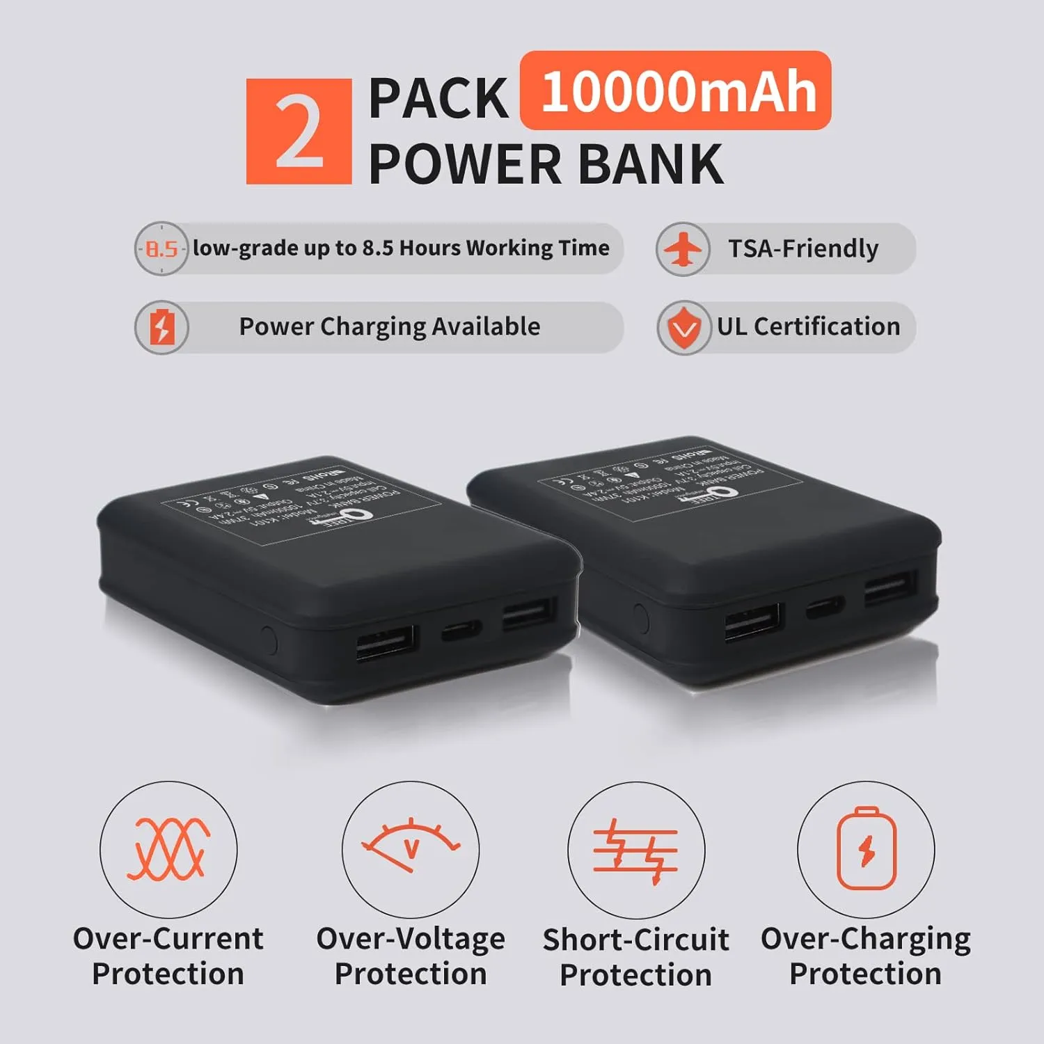 Women heated vest with 2pack 10000mAh Power Bank, 2 Button Control Rechargeable 8 Zones Heating vest