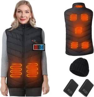 Women heated vest with 2pack 10000mAh Power Bank, 2 Button Control Rechargeable 8 Zones Heating vest