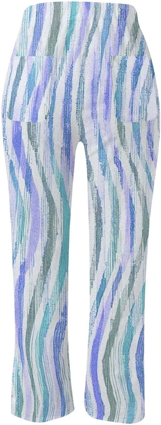 Women Linen Blend Summer Lightweigt Pant Trousers Elastic Waist Wide Leg Plus Size Pants Business Work