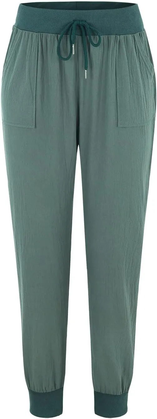 Women Linen Blend Summer Striped Palazzo Pants Elastic Waist Baggy Stretchy Slim-Fit Palazzo Lounge Pants