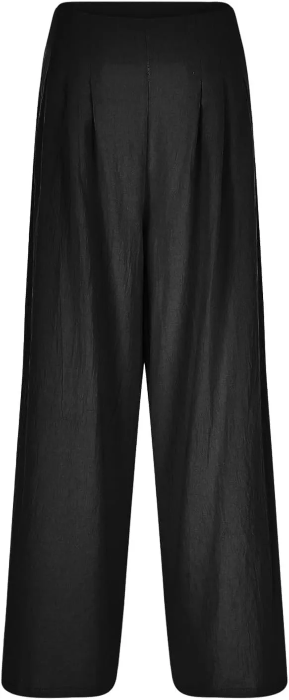 Women Linen Summer Palazzo Pant Trousers Low Waist Ankle Length Slim-Fit Palazzo Lounge Pants Beach