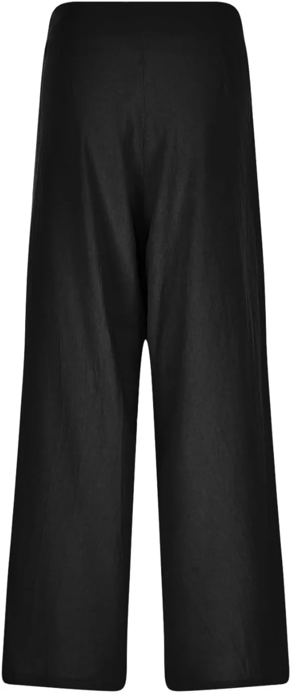 Women Linen Summer Palazzo Pant Trousers Low Waist Ankle Length Slim-Fit Palazzo Lounge Pants Beach