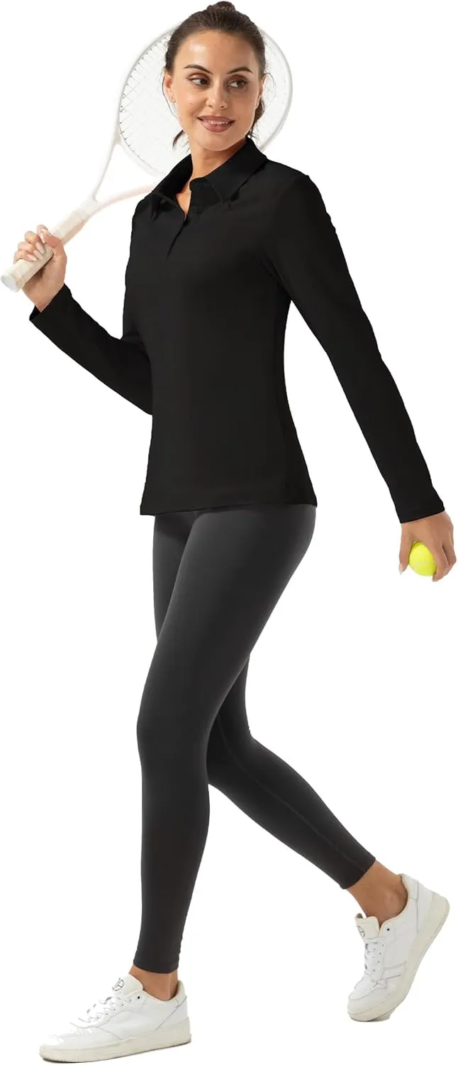 Women Long Sleeve Polo Shirt Golf Sport Top Athletic Sportswear Tennis Activewear