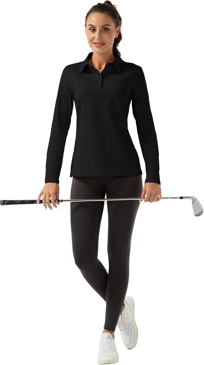 Women Long Sleeve Polo Shirt Golf Sport Top Athletic Sportswear Tennis Activewear