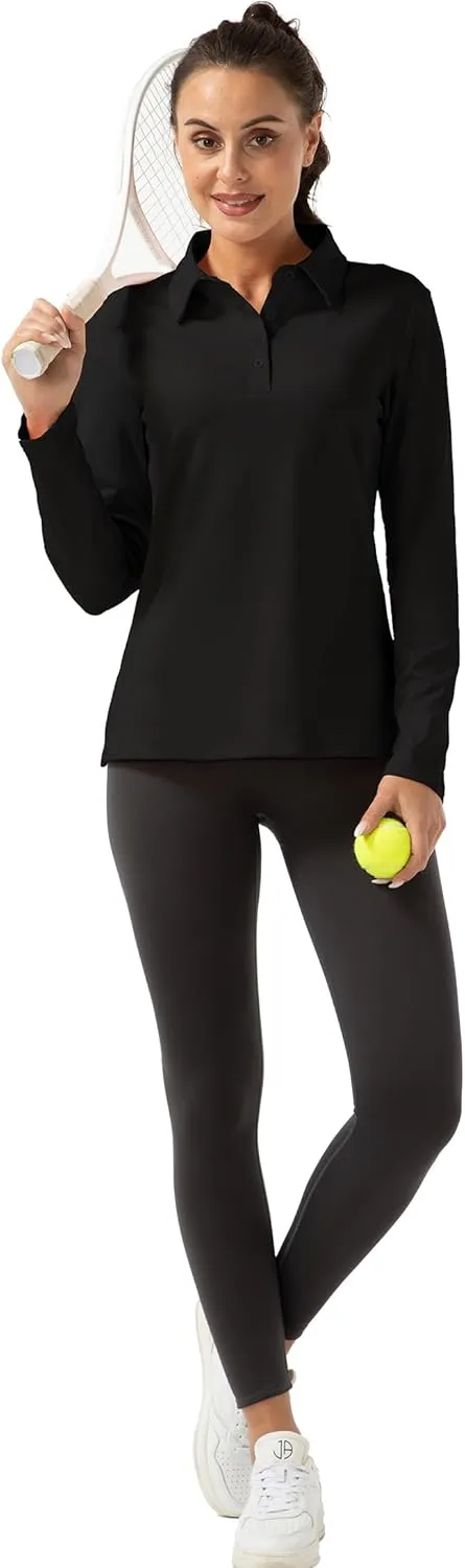 Women Long Sleeve Polo Shirt Golf Sport Top Athletic Sportswear Tennis Activewear