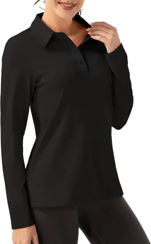 Women Long Sleeve Polo Shirt Golf Sport Top Athletic Sportswear Tennis Activewear
