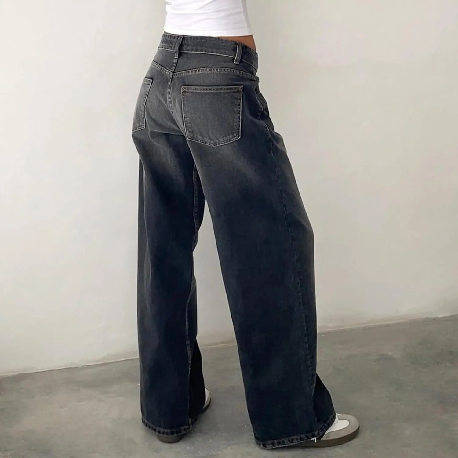 Women Low Waist Baggy Jeans Wide Leg Boyfriend Denim Pants Y2k Casual Vintage Trendy Loose Fit Trousers Streetwear