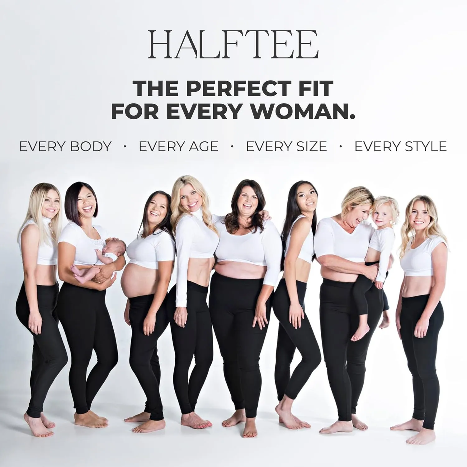 Women Tank Top Boyfriend Tee HALFTEE Half Sleeve Layering Crop Undershirt for Women & Teens XS-3X