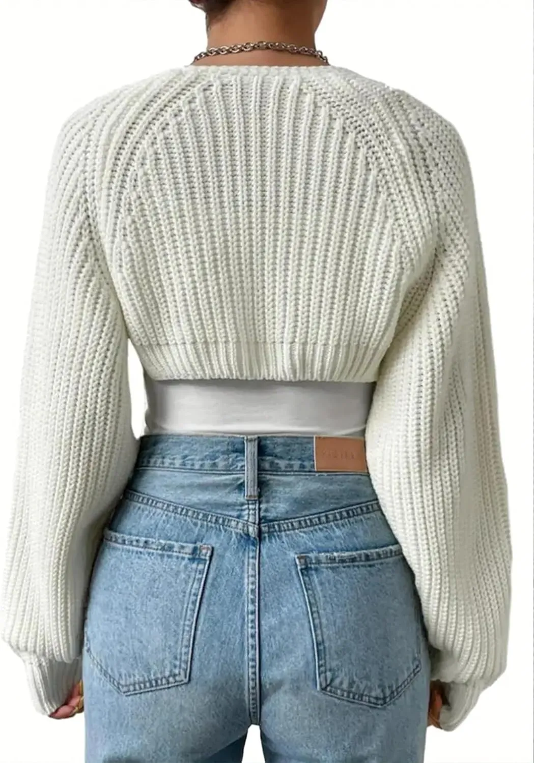Women's Bolero Shrug Sweater Long Sleeve Y2K Cropped Top Cardigan Sweater Open Front Knit Fall Winter