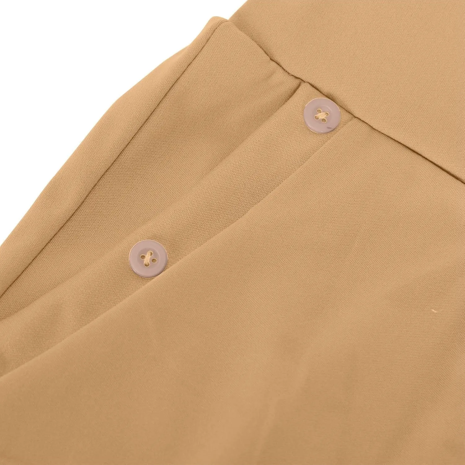 Womens Capri Pant 2024 Summer Fashion High Waisted Elastic Lounge Pant Solid Cropped Button-On Pockets Pants