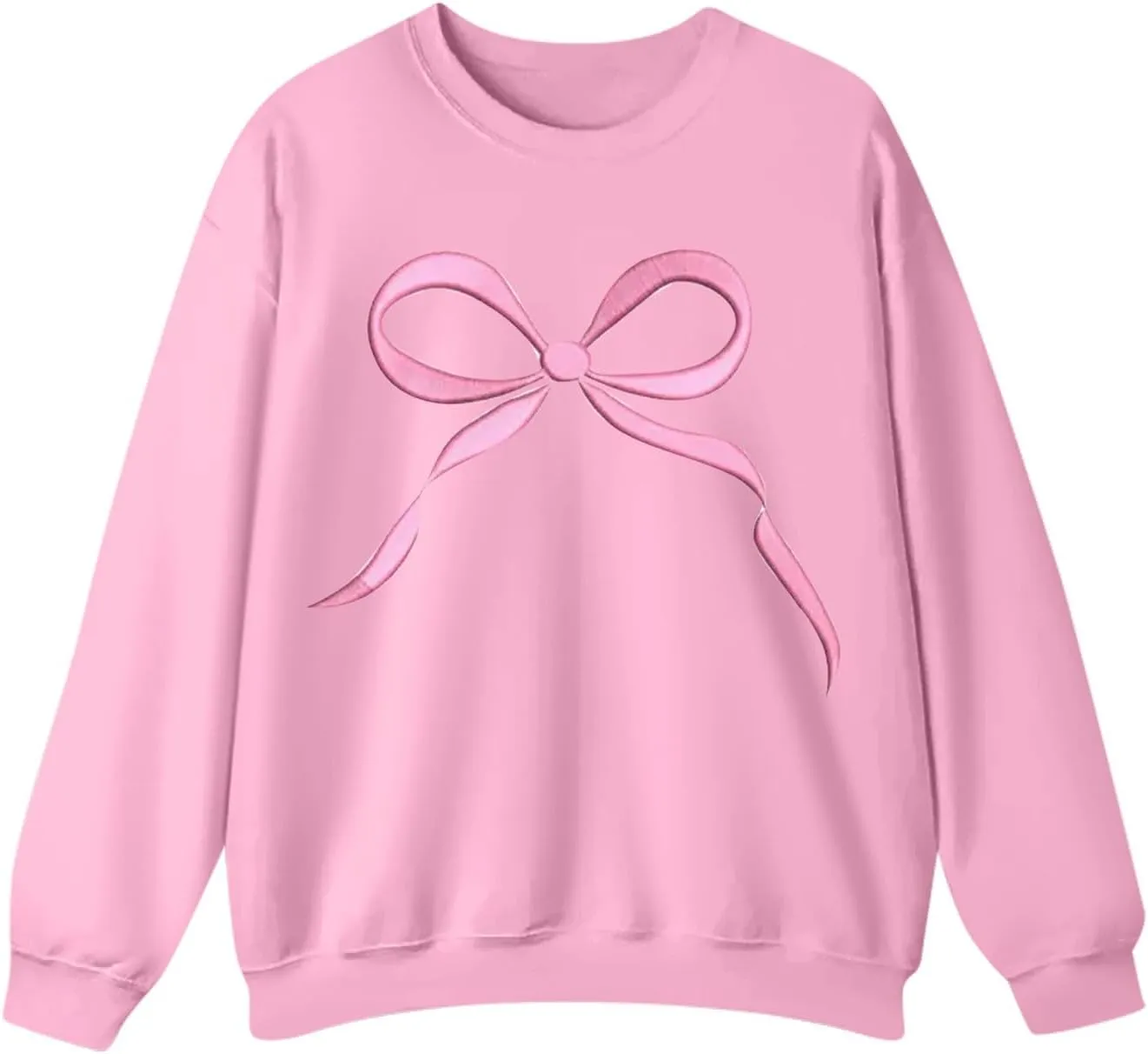 Womens Casual Bow Sweatshirts Colorful Pastel Bows Graphic Tee Shirts Oversized Holiday Trendy Pullover Outfits