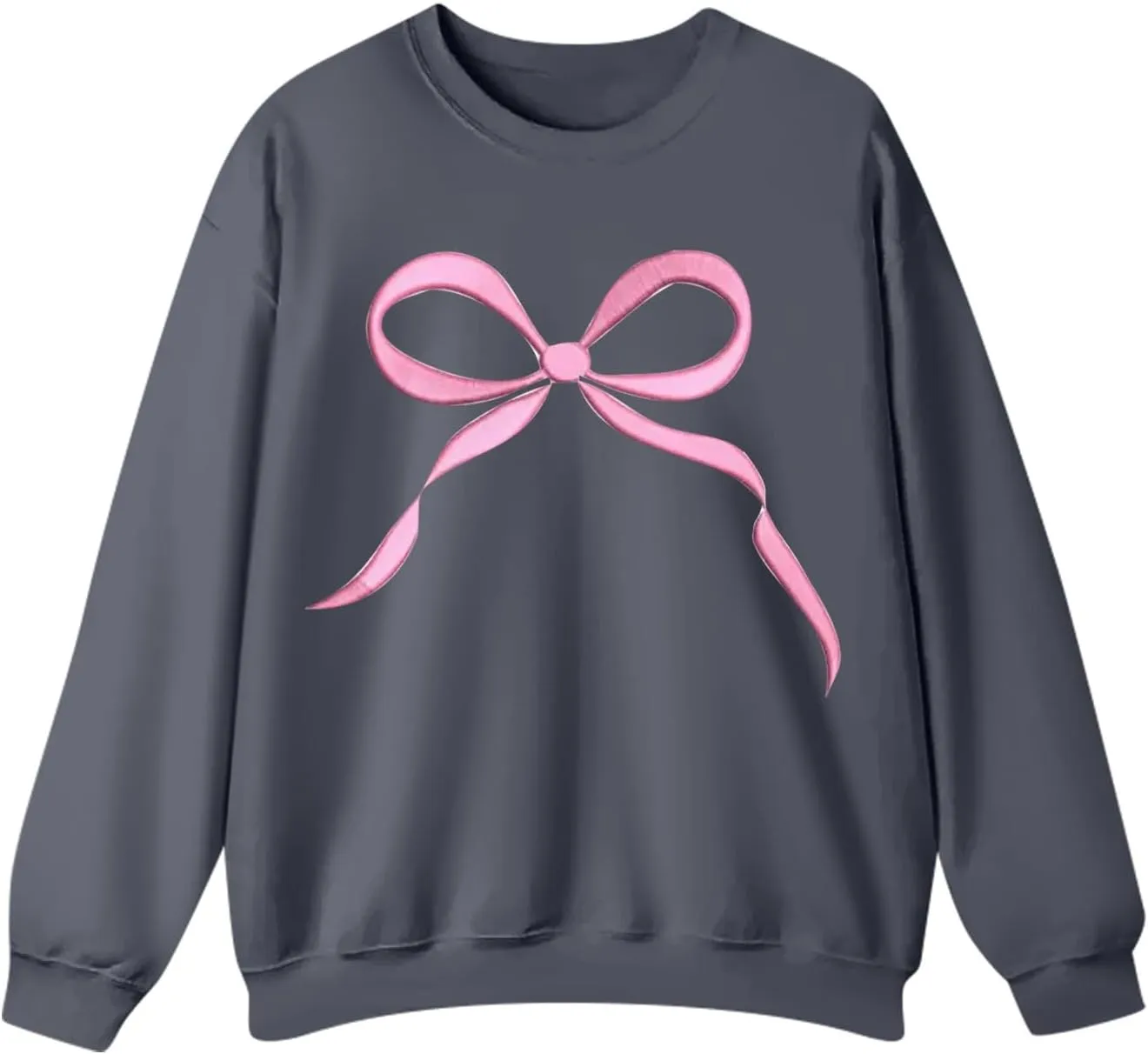 Womens Casual Bow Sweatshirts Colorful Pastel Bows Graphic Tee Shirts Oversized Holiday Trendy Pullover Outfits