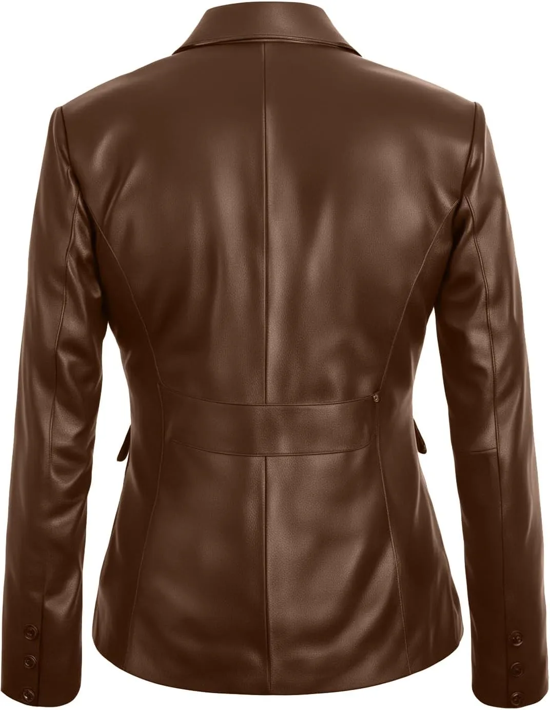 Women's Classic 2-Button Lambskin Leather Blazer Women - Casual Coat Long Sleeves Suit Style Leather Jacket