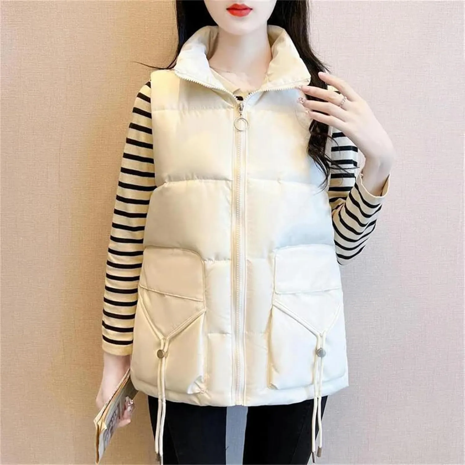Women's Down Cotton-Padded Jacket Vest - Fall Winter Warm Sleeveless Fashion Waistcoat