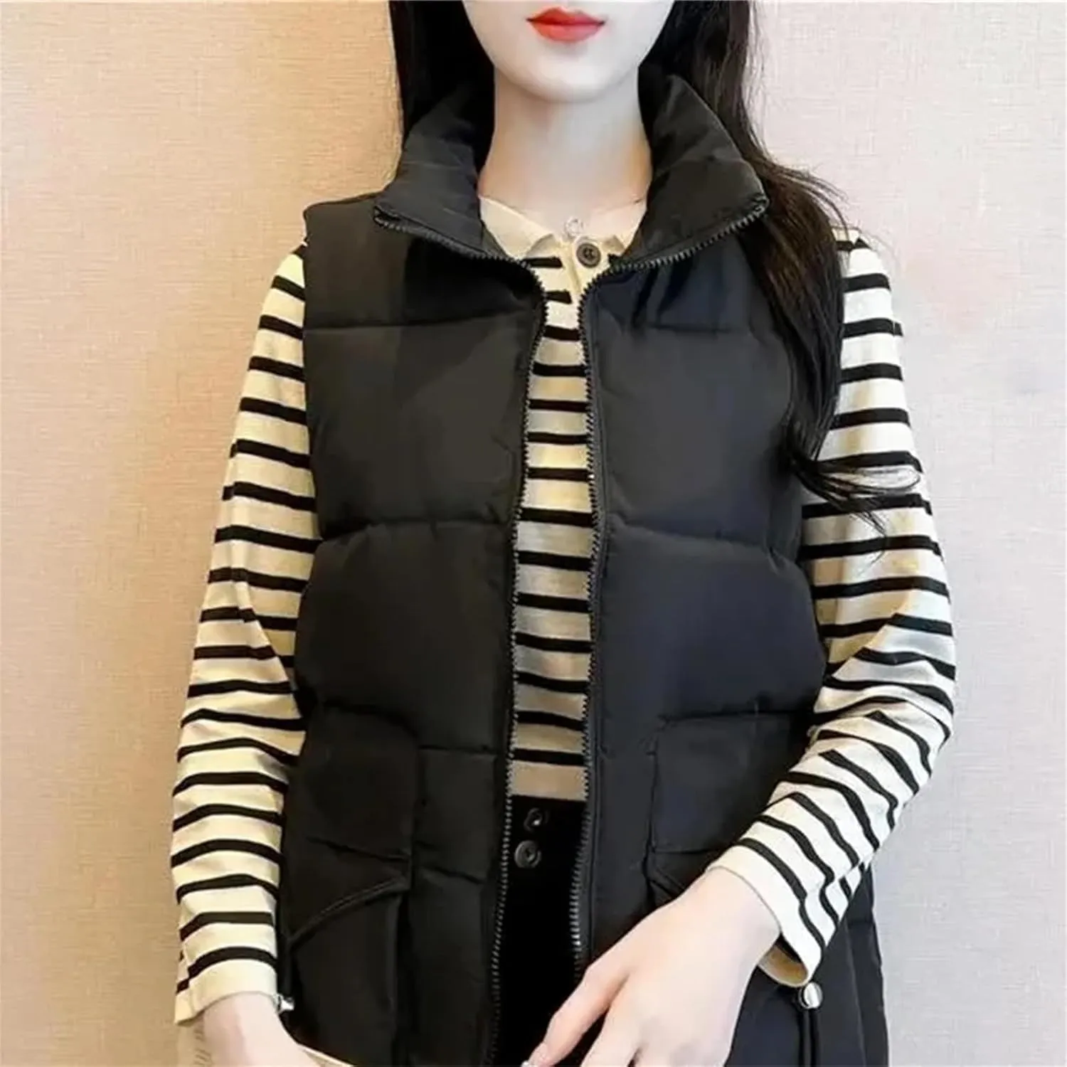 Women's Down Cotton-Padded Jacket Vest - Fall Winter Warm Sleeveless Fashion Waistcoat
