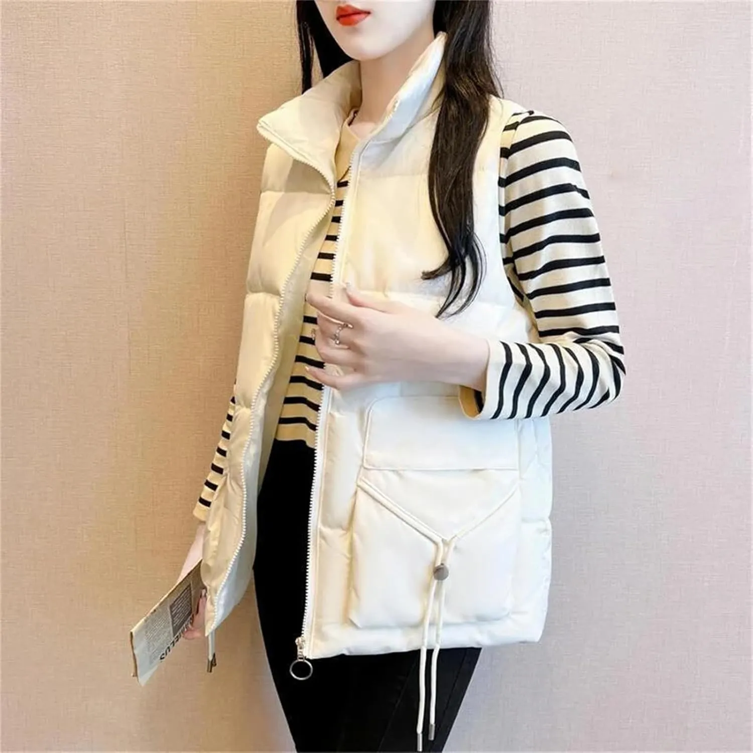Women's Down Cotton-Padded Jacket Vest - Fall Winter Warm Sleeveless Fashion Waistcoat