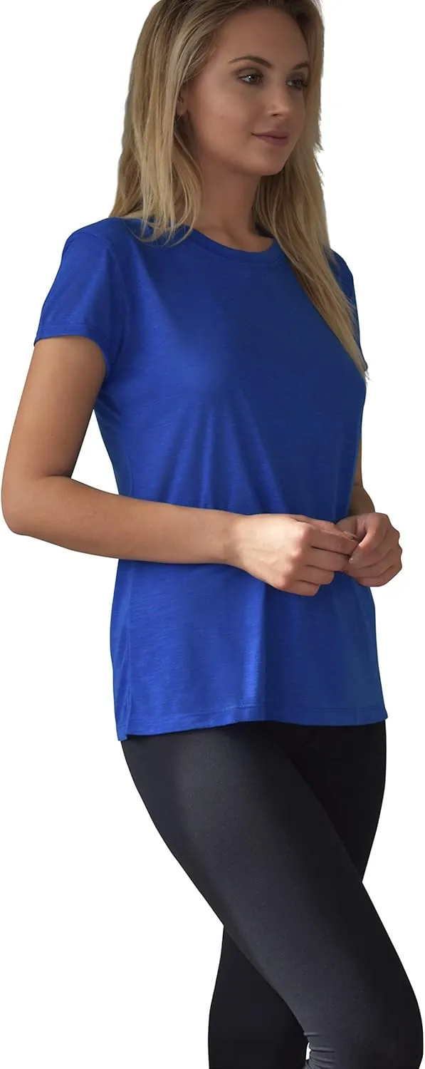 Women's Everyday Flowy Slub Burnout Active Casual Workout Crew T Shirt Tops | Multi Packs & Colors