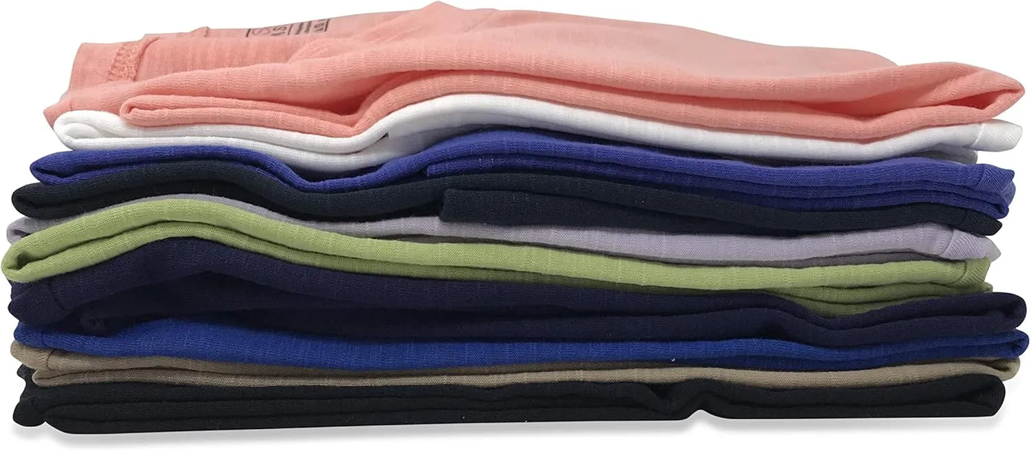 Women's Everyday Flowy Slub Burnout Active Casual Workout Crew T Shirt Tops | Multi Packs & Colors