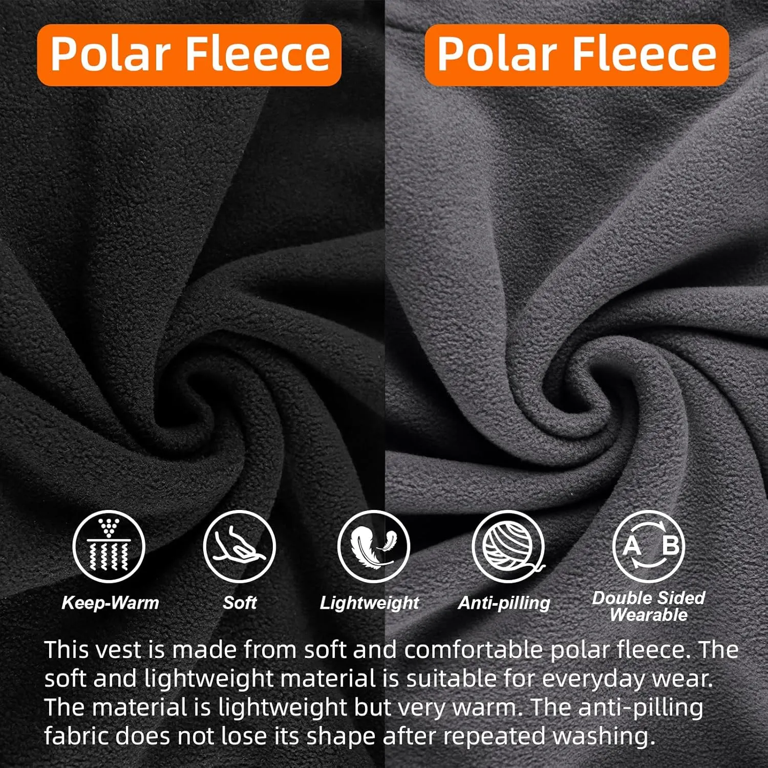 Women's Fleece Vest, Reversible Polar Fleece Vest, Lightweight Vest with Zipper Pockets for Running Hiking Golf
