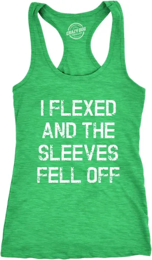 Womens I Flexed and The Sleeves Fell Off Tank Top Funny Sleeveless Workout Tee