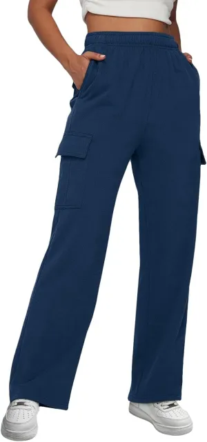 Women's Linen Blend Summer Casual Loose Pants Elastic Waisted Baggy Stretchy Loose Fit Trouser Trendy