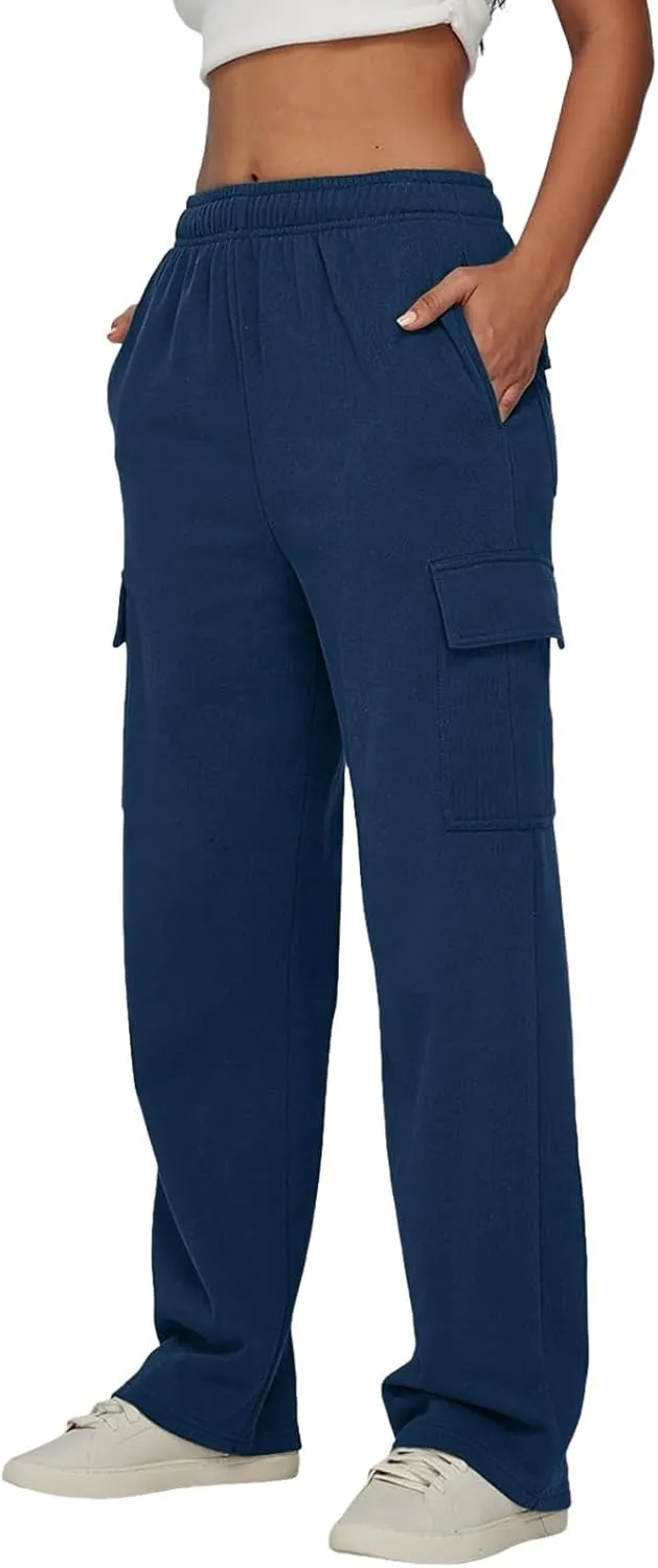Women's Linen Blend Summer Casual Loose Pants Elastic Waisted Baggy Stretchy Loose Fit Trouser Trendy