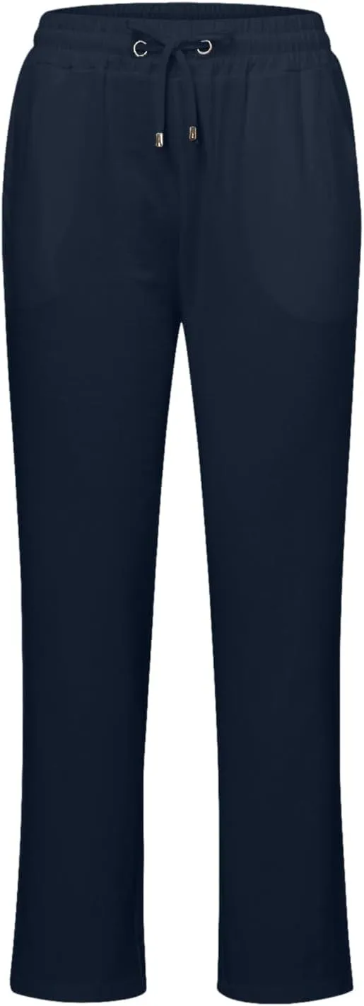 Women's Linen Summer Boho Pant Trousers Elastic Waisted Bootcut Slim Fit Pant Trousers Work Business