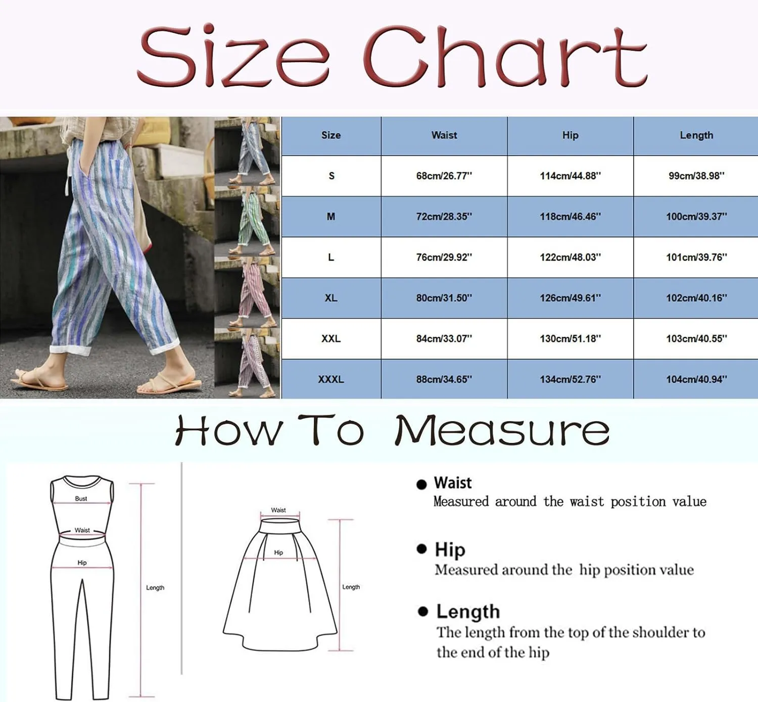 Womens Linen Summer Casual Pant Trousers Elastic Waist Long Lounge Slim Fit Palazzo Pants Trendy