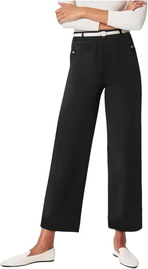 Womens Linen Summer Y2K Streetwear Palazzo Pants Elastic Waist Wide Leg Plus Size Trousers Travel