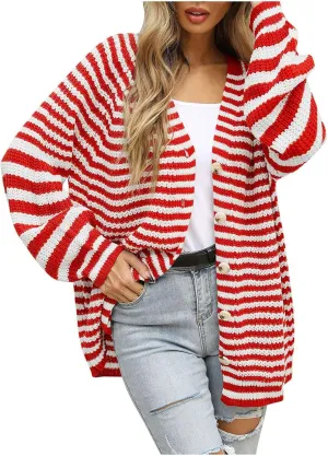 Women's Long Sleeve Cardigan Sweater Winter Sweater Warm Button Down Soft Fall Loose Acrylic Casual Spring