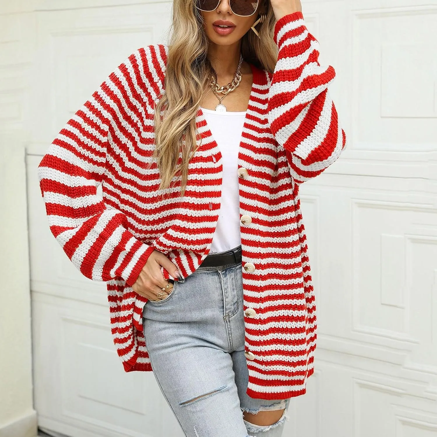 Women's Long Sleeve Cardigan Sweater Winter Sweater Warm Button Down Soft Fall Loose Acrylic Casual Spring