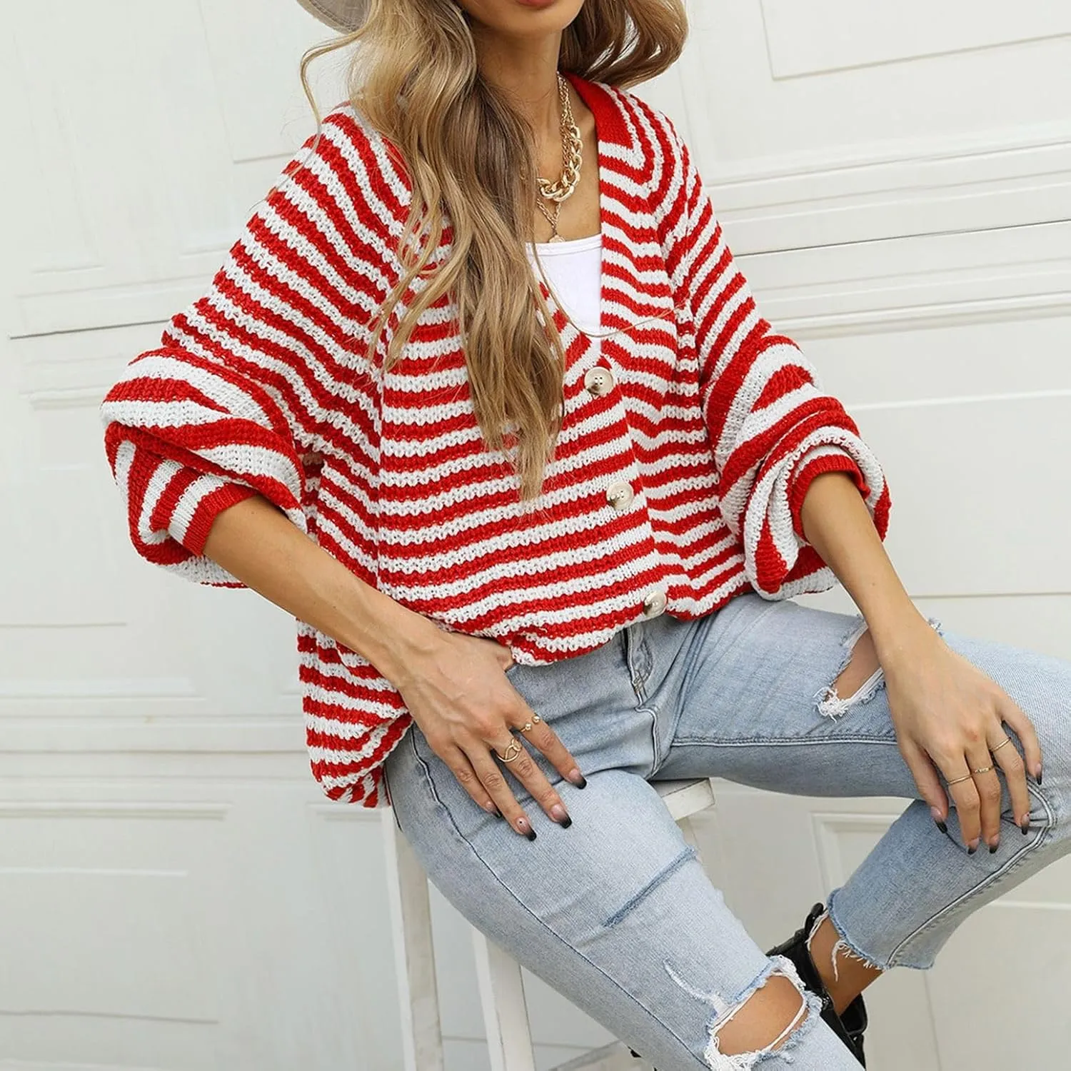 Women's Long Sleeve Cardigan Sweater Winter Sweater Warm Button Down Soft Fall Loose Acrylic Casual Spring