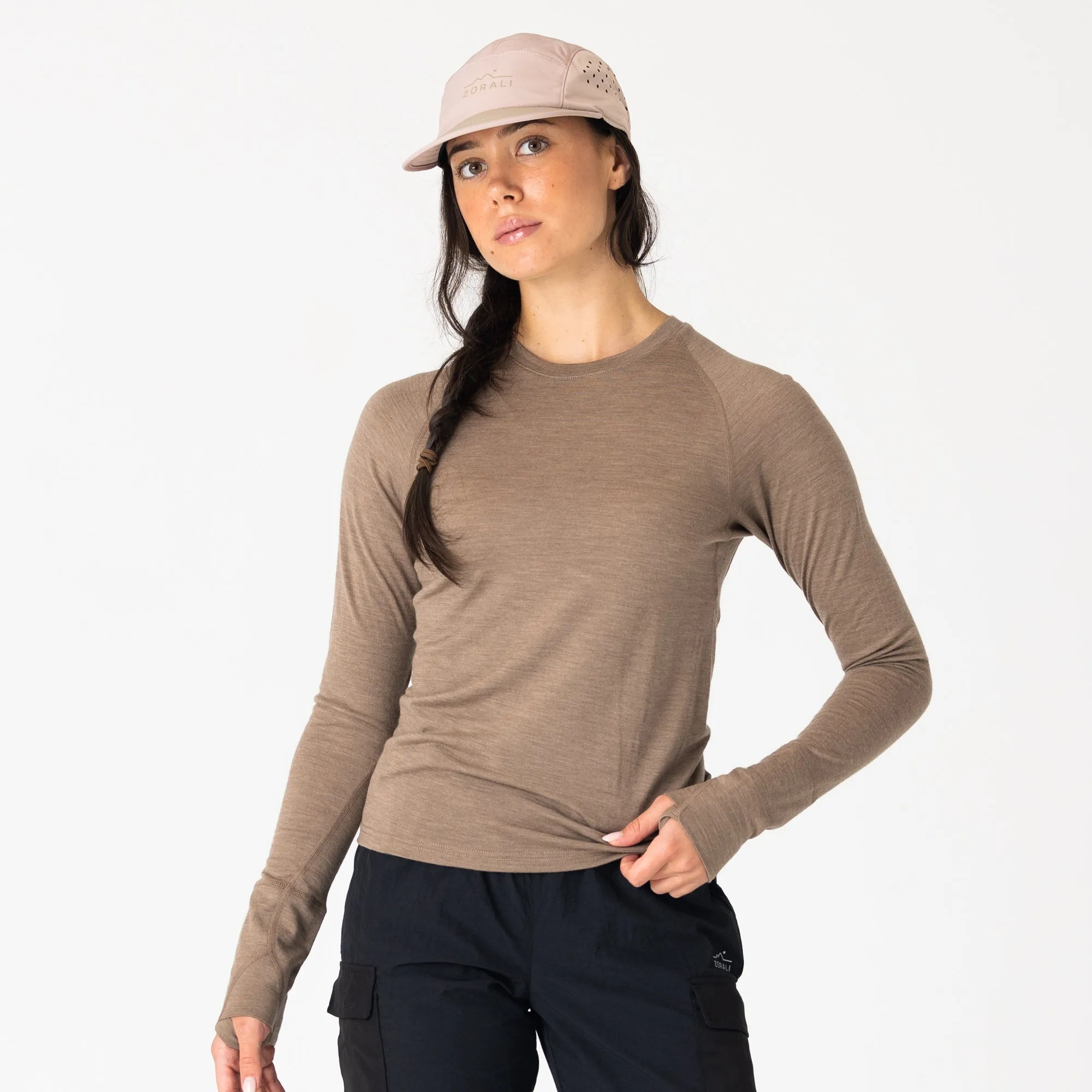 Womens Merino LS Base Layer Stone Marle