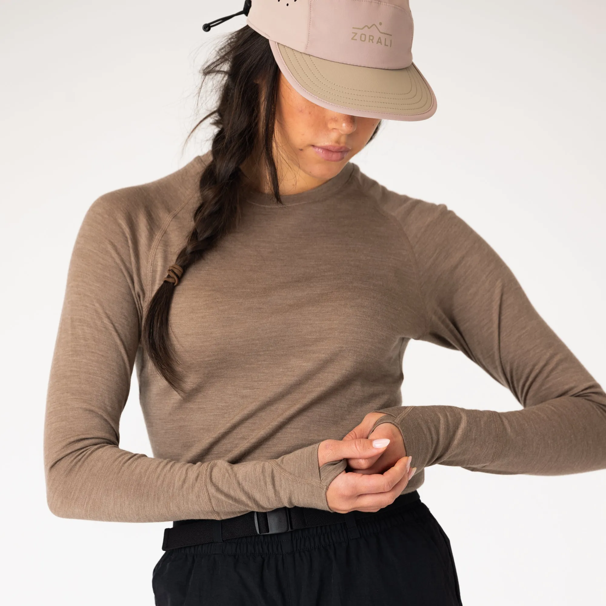 Womens Merino LS Base Layer Stone Marle
