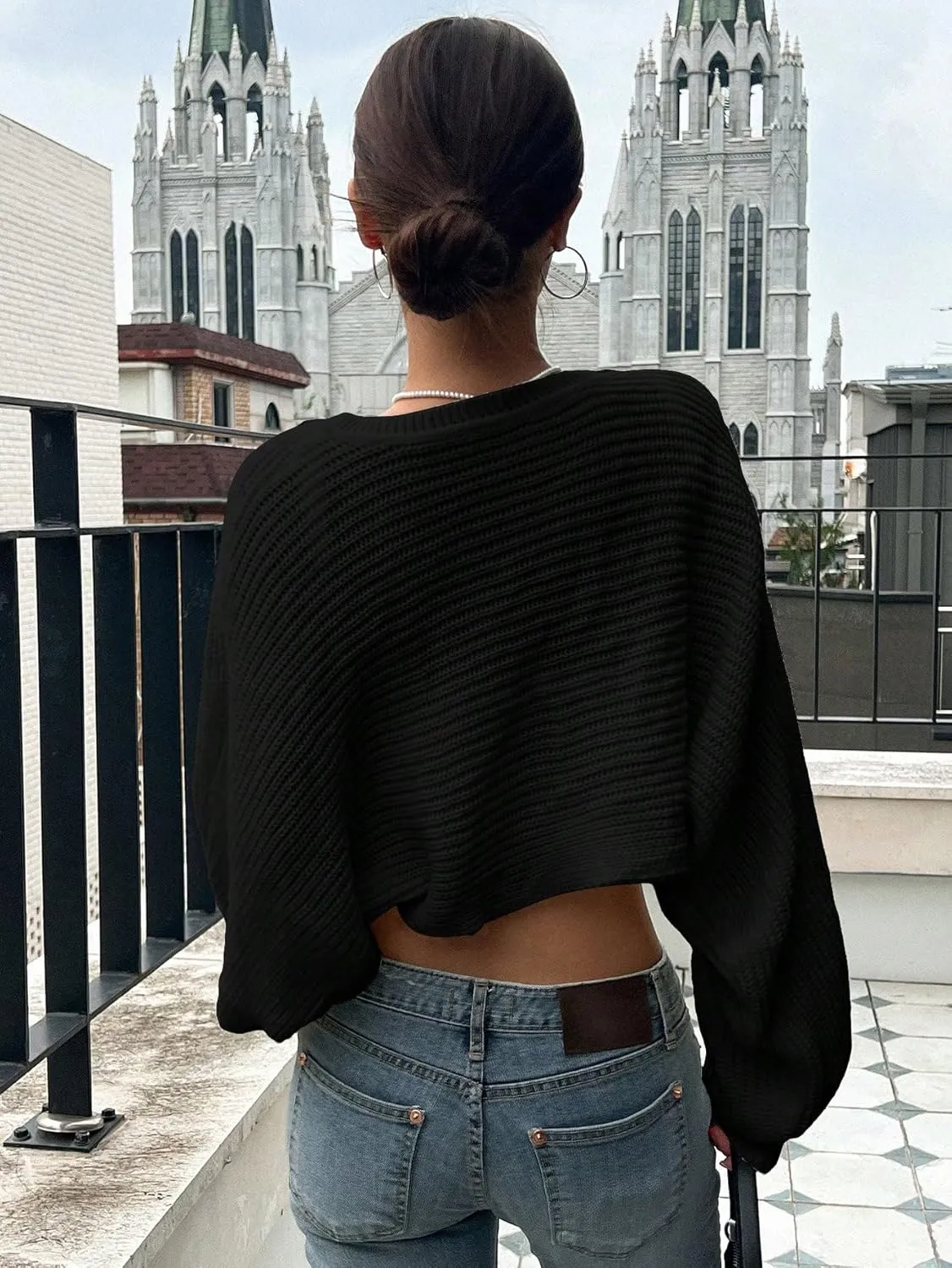 Women's Open Front Cardigan Sweater Long Sleeve Knit Bolero Shrug Cropped Cardigan Y2k Trendy