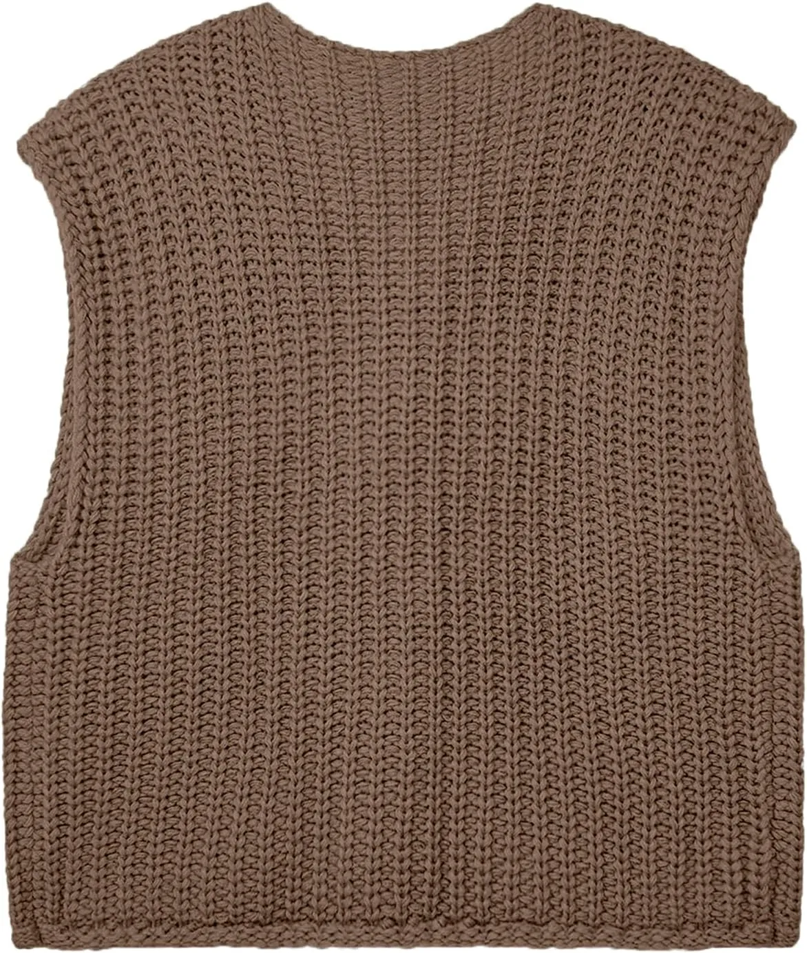 Women's Oversized Cute Cap Sleeve Sweater Vest Fall 2024 Lightweight Crochet Waffle Chunky Knit Button Cardigan Top