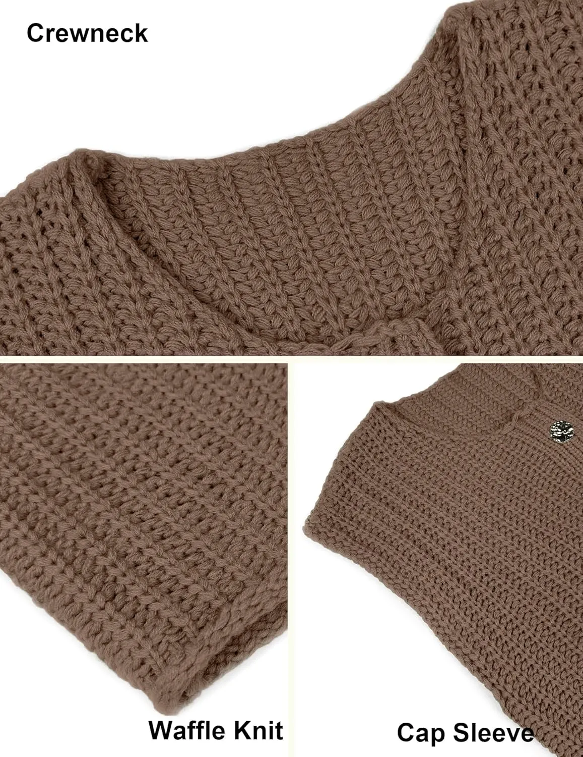 Women's Oversized Cute Cap Sleeve Sweater Vest Fall 2024 Lightweight Crochet Waffle Chunky Knit Button Cardigan Top